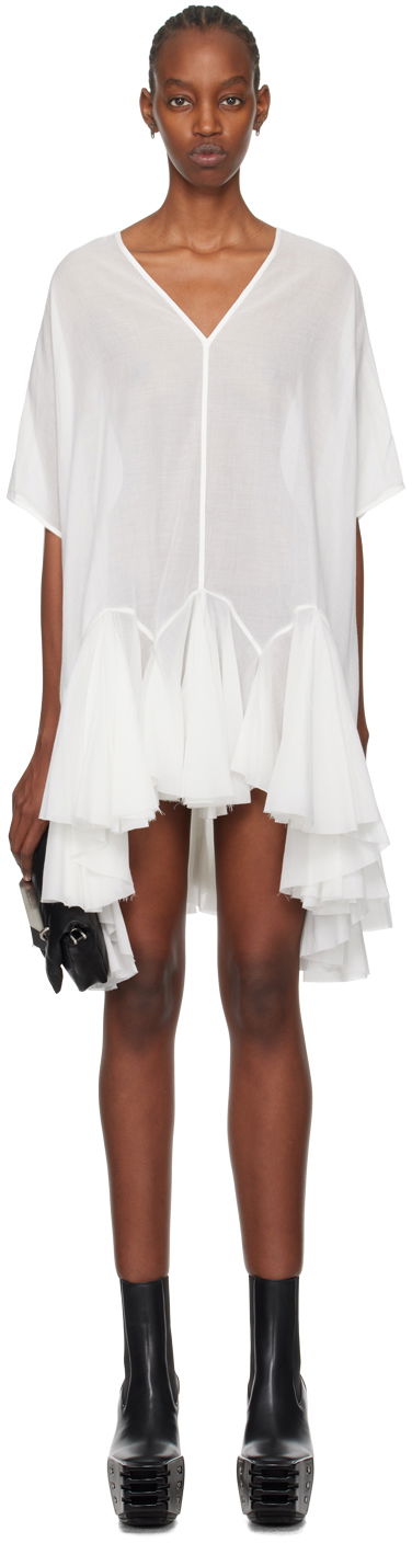Mekko Rick Owens Rick Owens Divine Asymmetrical Ruffle Mini Dress Valkoinen | RP01D2572 U