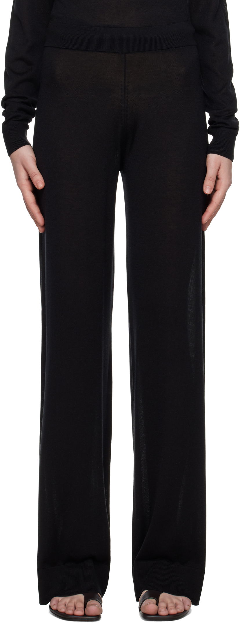 Housut TOTEME TOTEME Wide Knit Trousers Musta | 252-WRB0258-YA0151
