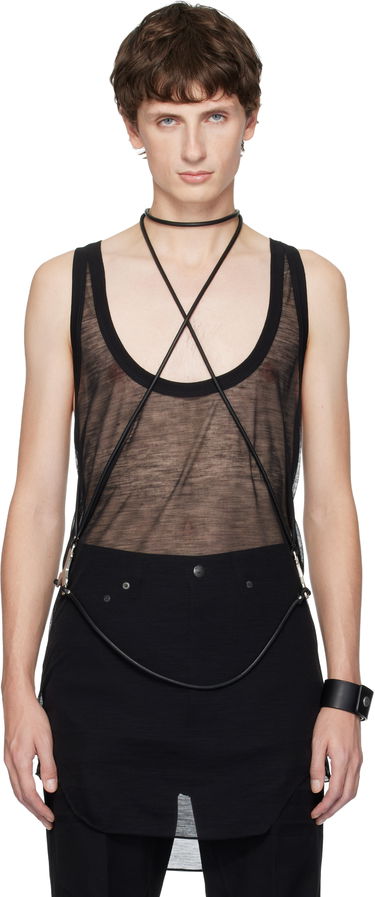 Tankkitoppi Rick Owens Concordians Sheer Cord Harness Tank Top Musta | RR02E1453 LBL, 0