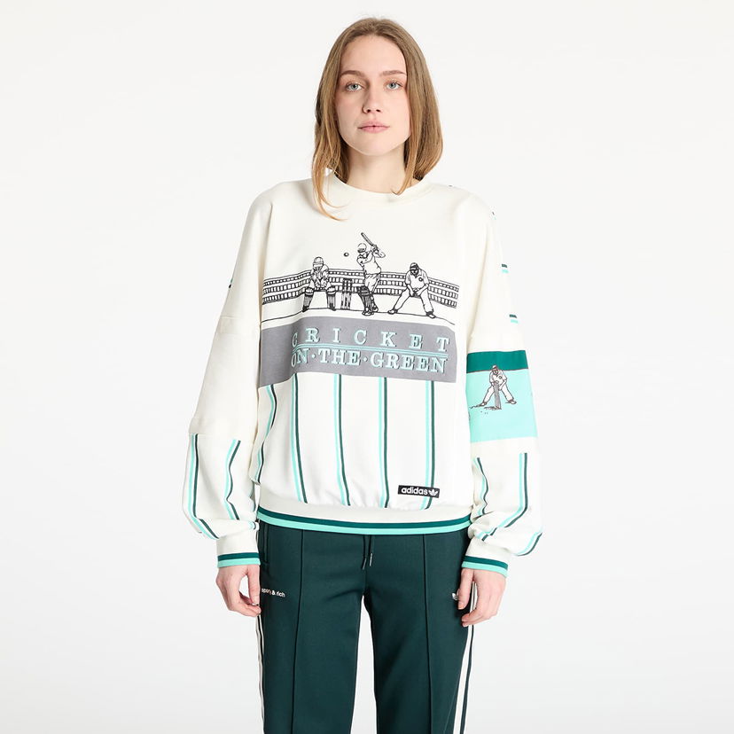 Villapaita adidas Originals Retro Sports Cricket-Inspired Crew Sweatshirt Valkoinen | KA4386