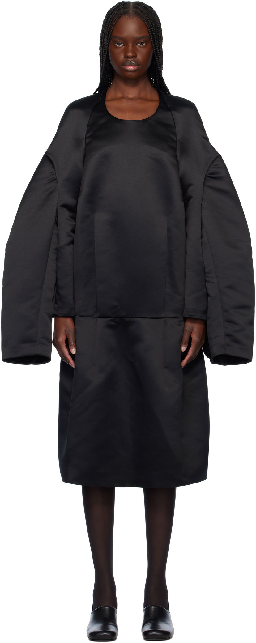 Mekko Comme des Garçons Comme des Garçons Satin Midi Dress Musta | GO-O001-051-1