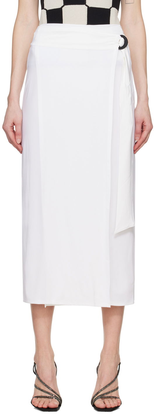 Hame Max Mara Beato Midi Wrap Skirt with Ring Detail Valkoinen | 2416691069600