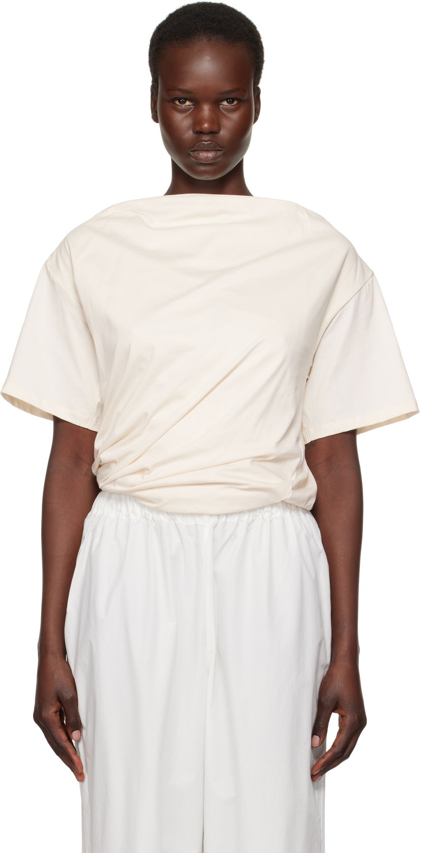 T-paita Baserange Baserange Turn Twist Front T-Shirt Beige | TOTUS-RC-SP25