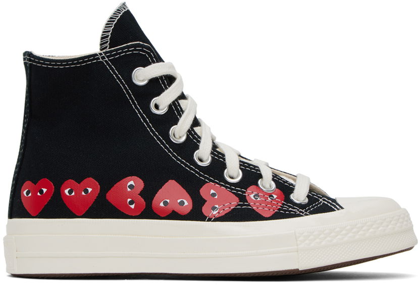 T-paita Comme des Garçons COMME des GARÇONS PLAY Chuck 70 Multi Heart Musta | K127