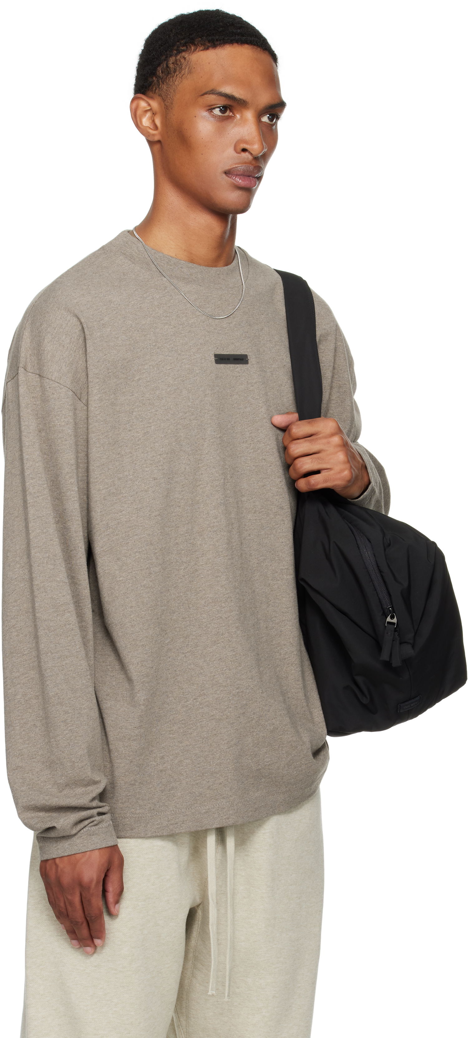 T-paita Fear of God Fear of God ESSENTIALS Classic Fit Long Sleeve T-Shirt Harmaa | 125SP254203F, 1