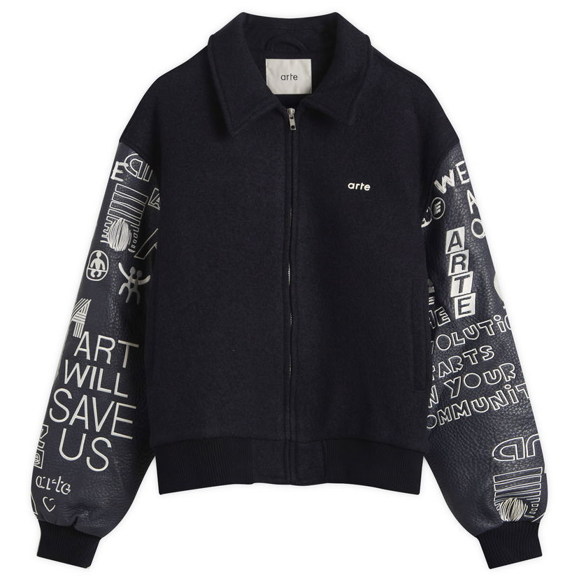 Bomber-takki Arte Antwerp Art Saves College Jacket, Size Large Tummansininen | AW25-074J-NVY
