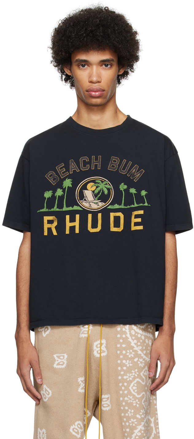 T-paita Rhude Palmera T-Shirt Musta | RHPS24TT03012610