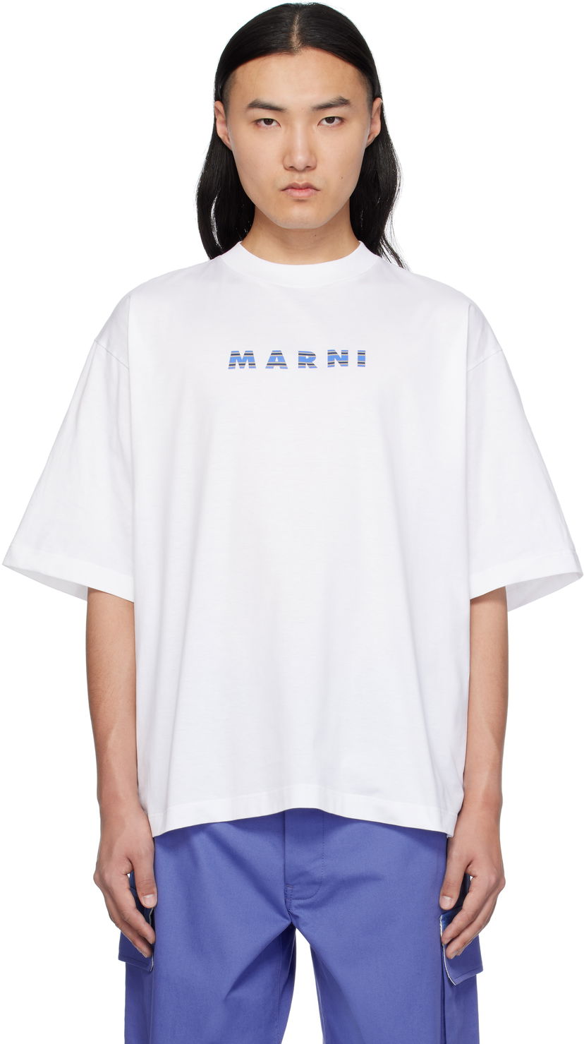 T-paita Marni Marni Crewneck Logo T-Shirt Valkoinen | HUMU0223HP USCX51