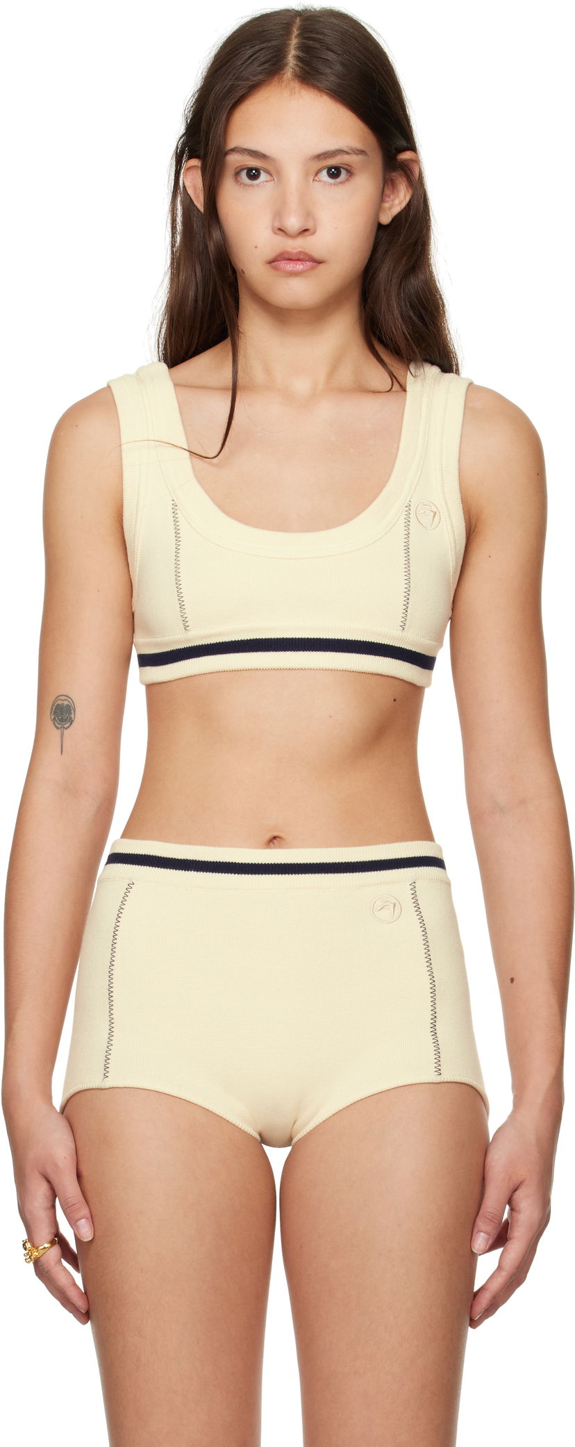 Rintaliivit Ambush Contrast Stitch Bra Top Beige | BWHR001F24KNI0013131