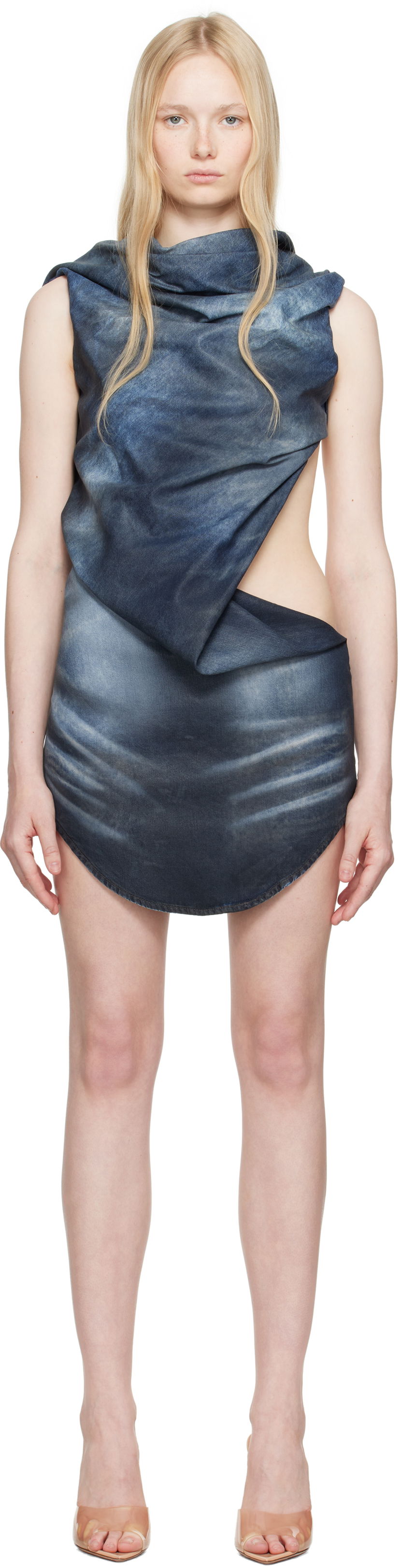 Mekko Diesel Diesel De-Brey-Fsg Draped Denim Minidress Sininen | A18168 068RR