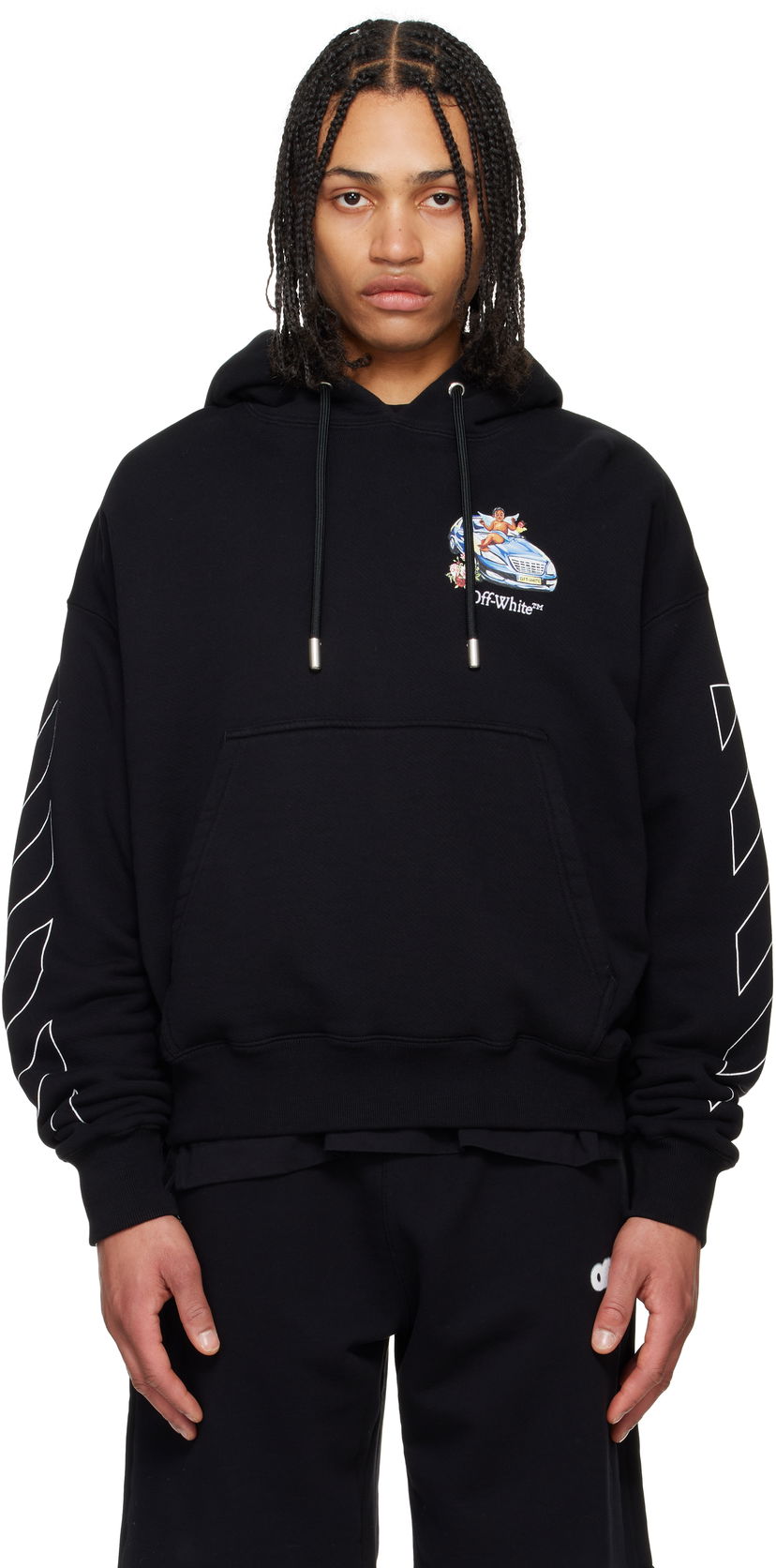 Huppari Off-White Off-White Fresco Arrow Hoodie Musta | OMBB085S25FLE0051001