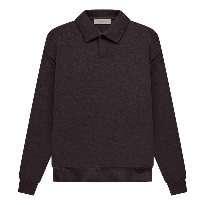 Villapaita Fear of God Knit Long Sleeve Polo Shirt Ruskea | FOG-SS23-040