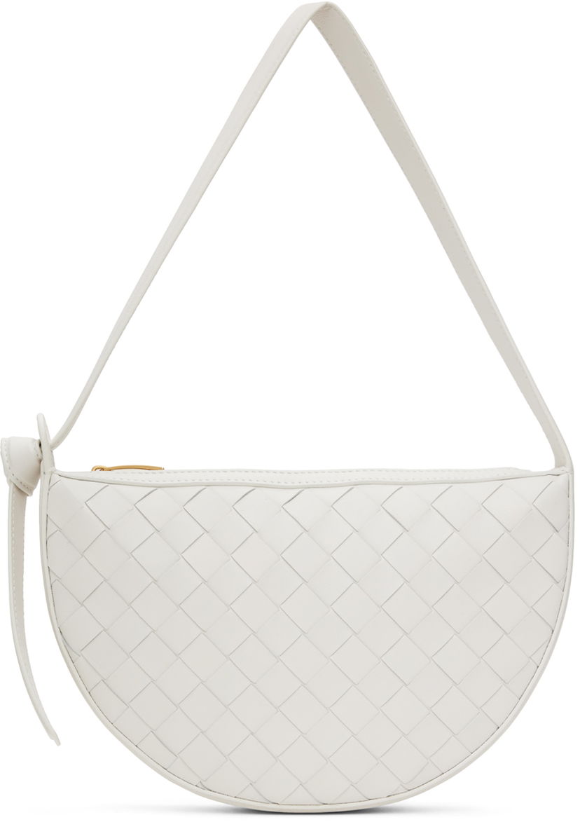 Olkalaukku Bottega Veneta Mini Sunrise Woven Leather Shoulder Bag Valkoinen | 763747 VCPP3