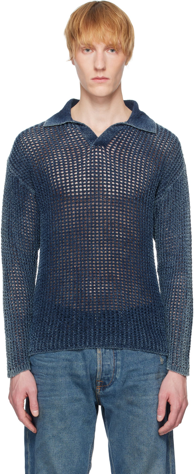 Villapaita Diesel Diesel K-Squared Open Knit Polo Sininen | A17534-0CBDP-8AT