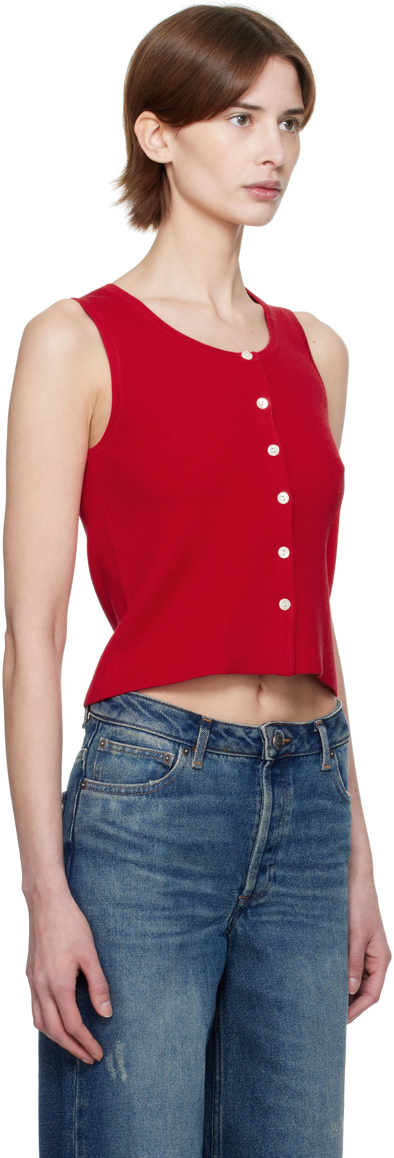 Tankkitoppi A.P.C. A.P.C. Buttoned Cropped Tank Top Punainen | VIALM-F23410, 1