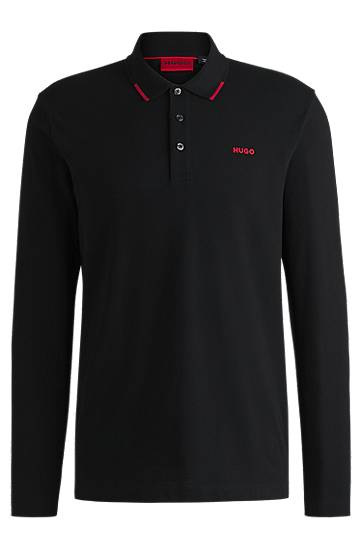 Poolopaita BOSS Hugo Long Sleeve Polo Shirt with Logo Detail Musta | 50532067