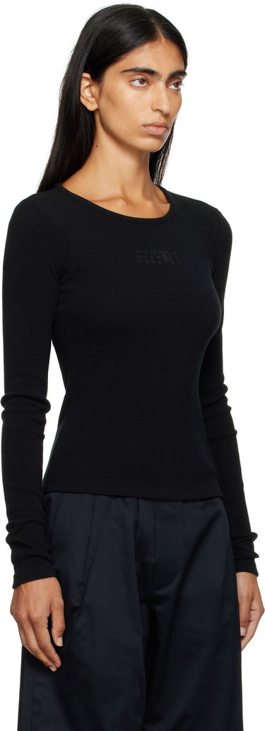 T-paita Maison Margiela MM6 Maison Margiela Wool Blend Rib Jersey Long Sleeve T-Shirt Musta | S52NH0029 M20122, 1