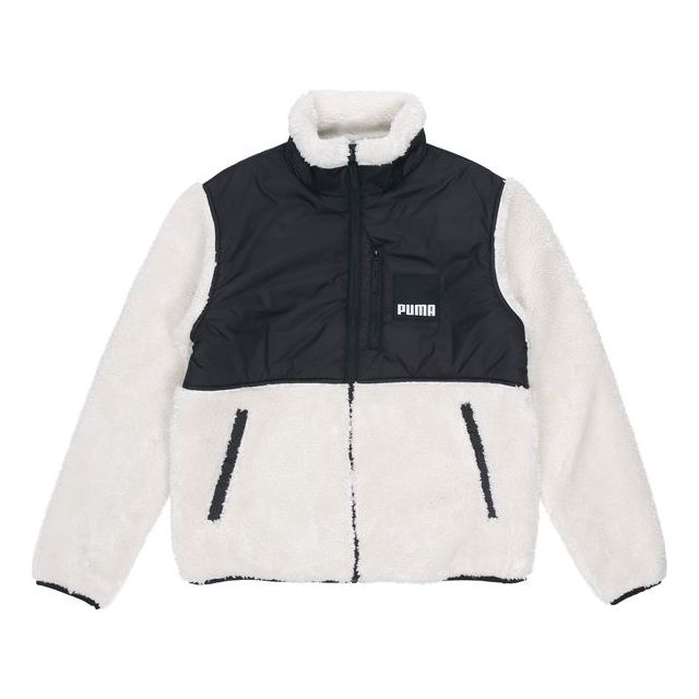 Takki Puma Sherpa Stand Collar Logo Jacket Valkoinen | 846325-73