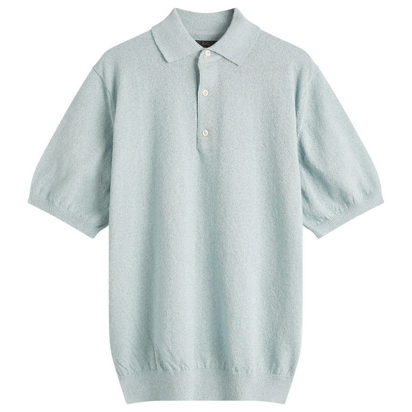 Poolopaita BEAMS Beams Plus Boucle Knit Polo Shirt, Size Large Sininen | 3802-0051-156-70