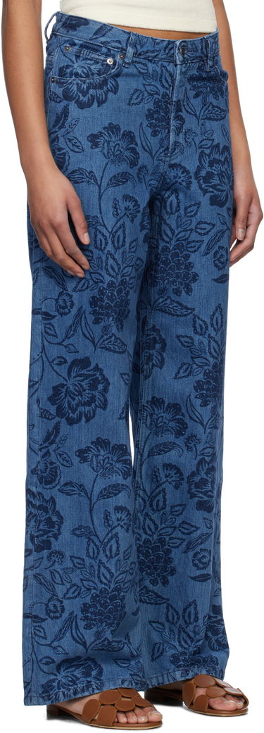Jeans A.P.C. A.P.C. Elisabeth Floral-Print Wide-Leg Jeans Sininen | COHGQ-F09181, 1