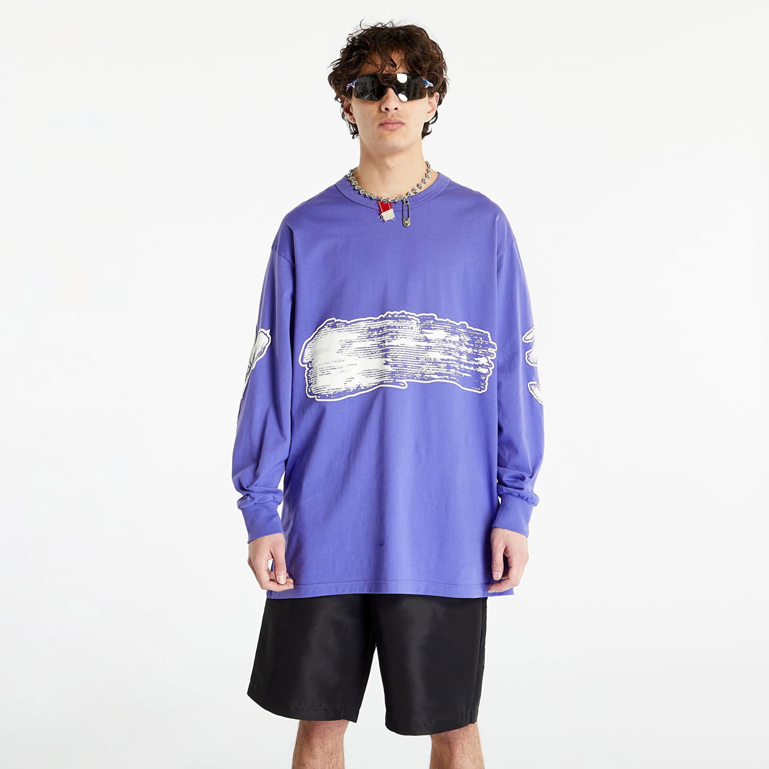 T-paita Y-3 Graphic Logo Long Sleeve Tee Violetti | IA3113, 1