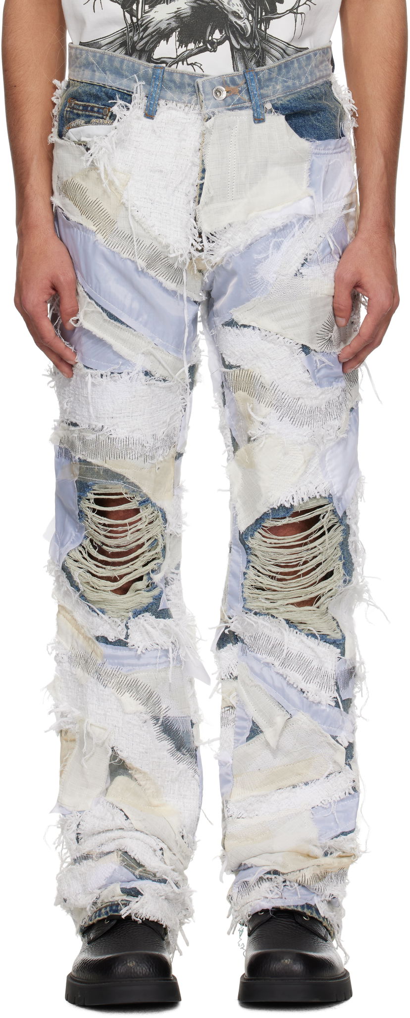 Jeans Who Decides War Who Decides War Beach Sand Patchwork Jeans Sininen | 1120660001SS25