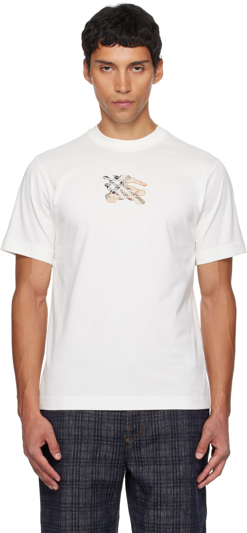 T-paita Burberry Burberry EKD Check Cotton T-Shirt Valkoinen | 8116170