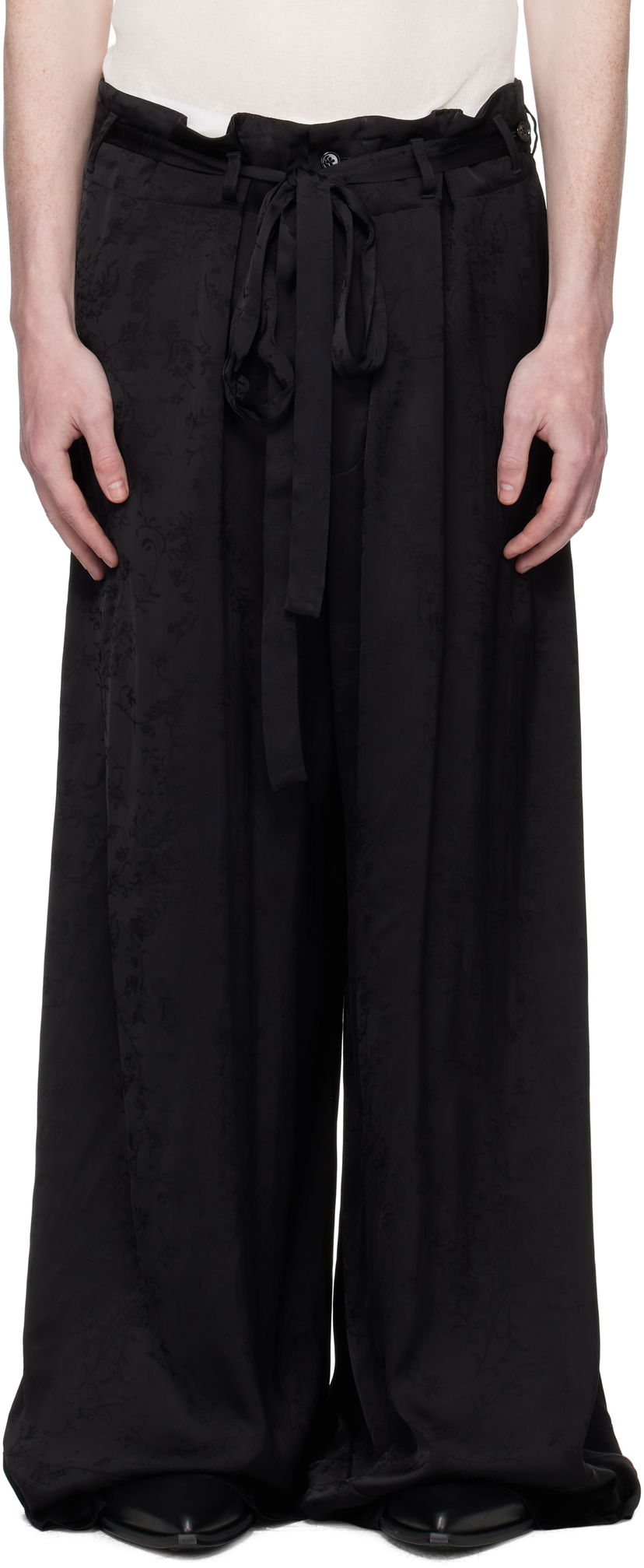 Housut Ann Demeulemeester Ann Demeulemeester Bruse Wide Lounge Pants Musta | B0012744-FA611-099