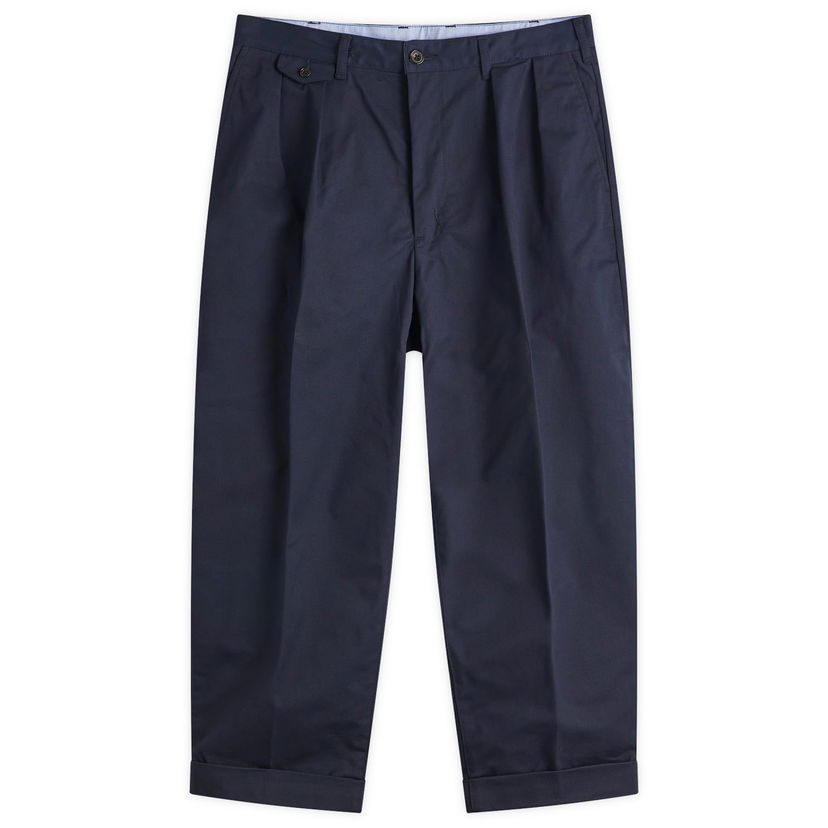 Housut BEAMS Beams Plus 2 Pleat Chino Trousers, Size Small Tummansininen | 3823-0097-874-79
