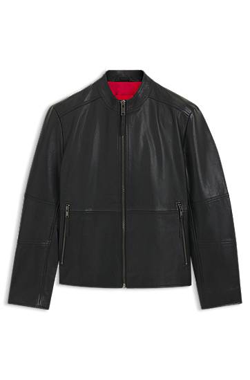 Takki BOSS Slim-Fit Leather Jacket Musta | 50540984