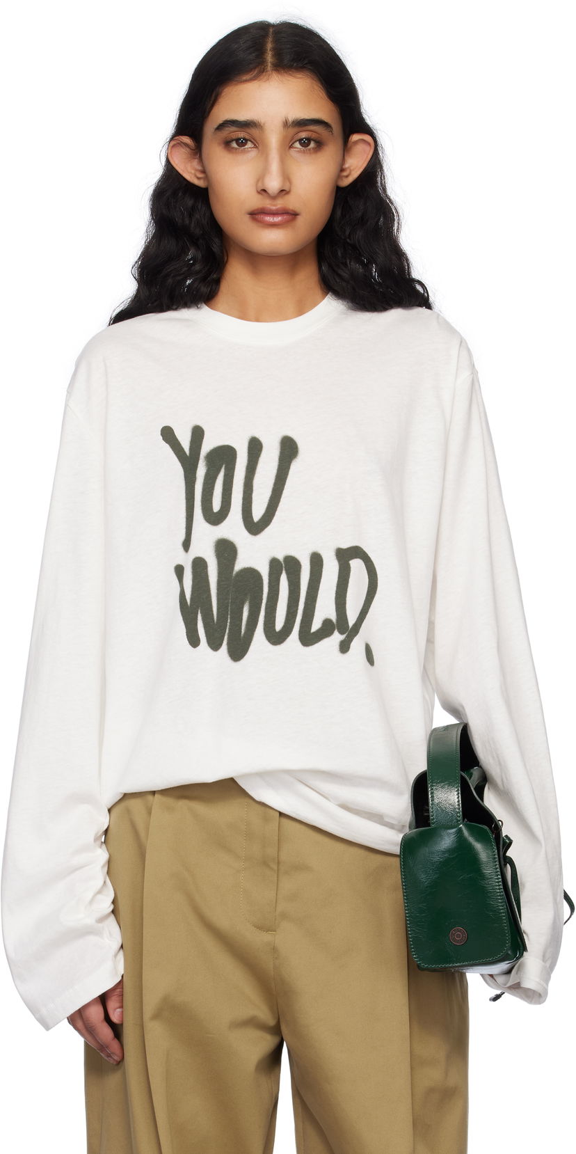 T-paita Acne Studios Acne Studios Long Sleeve 'You Would' T-Shirt Valkoinen | CL0341-