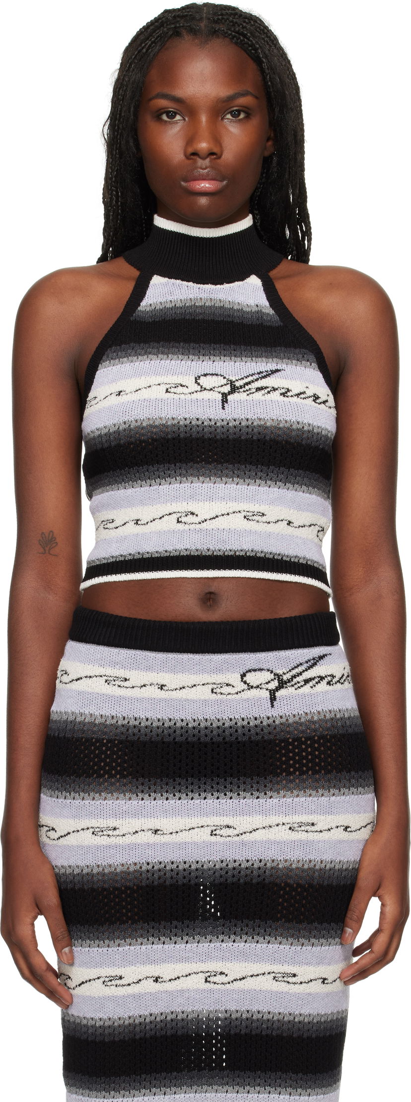 Tankkitoppi AMIRI Wave Baja Stripe Tank Top Musta | AWKNTT1005