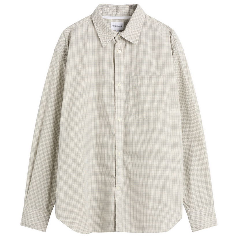 Paita NORSE PROJECTS Ole Oversize Poplin Check Shirt Beige | N40-0851-2064
