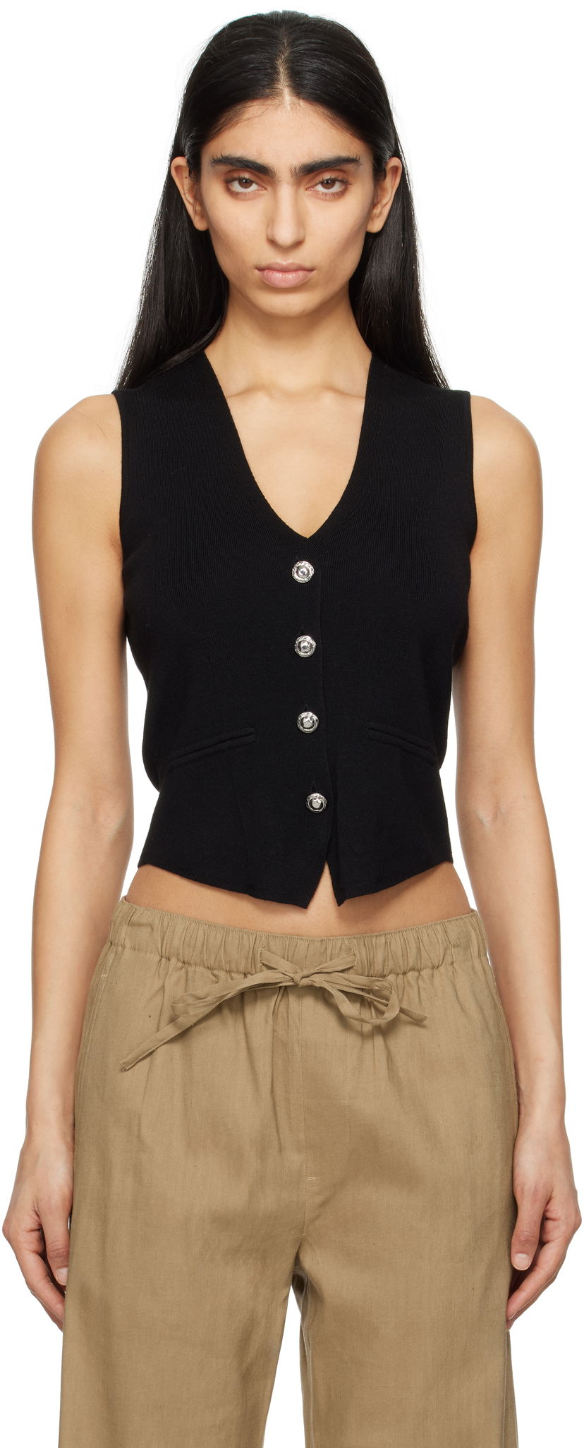 Liivi rag & bone rag & bone Ella Merino Wool-Blend Sweater Vest Musta | WAS25S015BV15