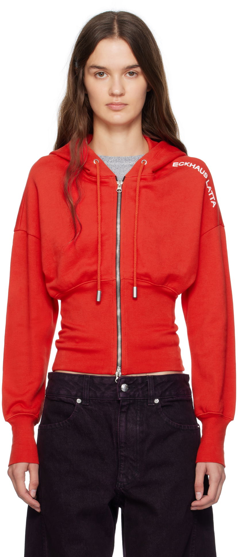 Huppari Eckhaus Latta Eckhaus Latta Snatched Zip-Up Hoodie Punainen | 4000-EL-PF25-R -