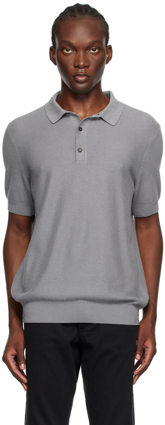 Vaatteet BOSS Gray Open Knit Polo Harmaa | 50519615