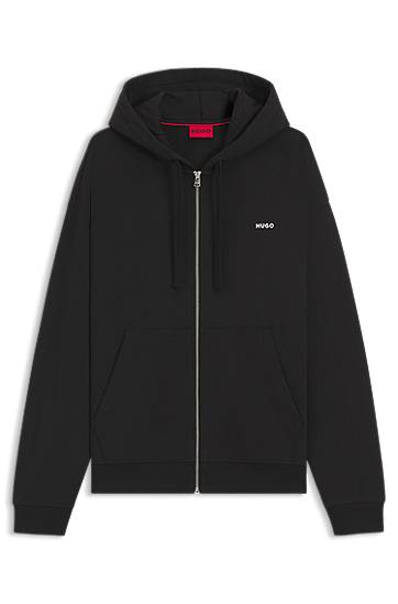 Huppari BOSS Relaxed-Fit Cotton Terry Zip-Up Hoodie Musta | 50548651