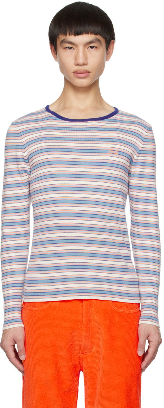 T-paita ERL ERL Striped Embroidered Long Sleeve T-Shirt Monivärinen | ERL06N006