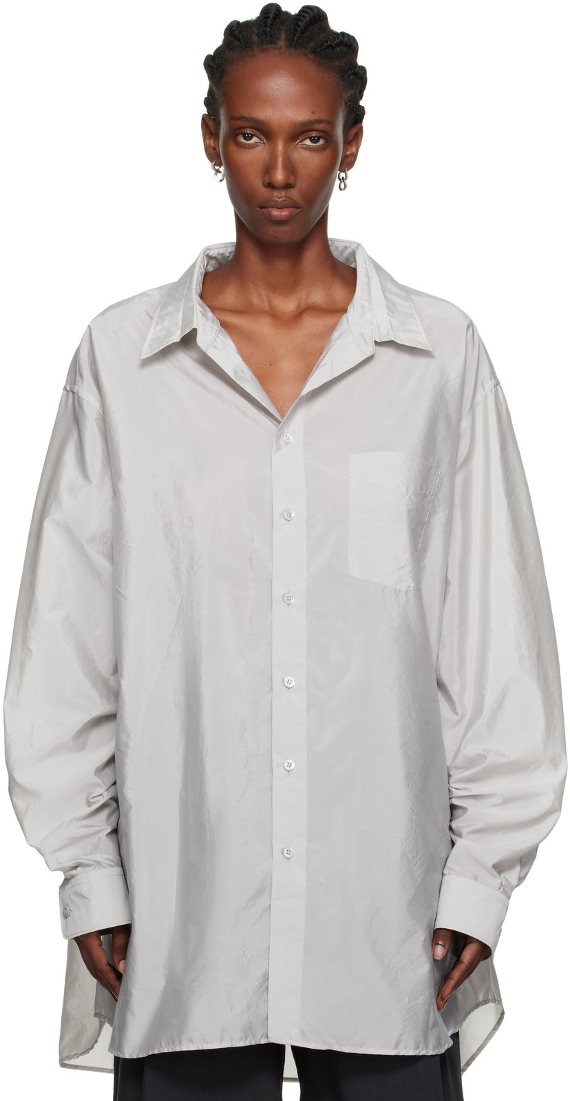 Paita Maison Margiela Maison Margiela Long-Sleeve Button-Down Shirt Harmaa | S51DT0025 M35350