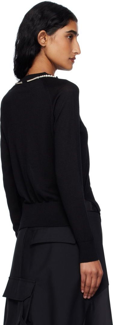 Villapaita Simone Rocha Simone Rocha Pearl & Chain Bow Cardigan Musta | KMK13B 0647, 2