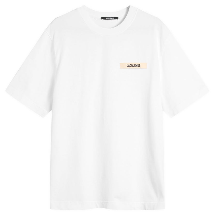 T-paita Jacquemus Jacquemus Grosgrain Logo T-Shirt, Size Large Valkoinen | 25HTSM00133AJ00226-100
