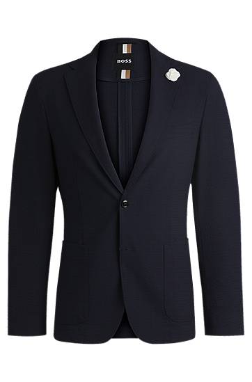 Takki BOSS Slim Fit Stretch Seersucker Blazer Tummansininen | 50540784