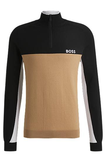 Villapaita BOSS BOSS Colour-Block Regular-Fit Sweater Musta | 50528740