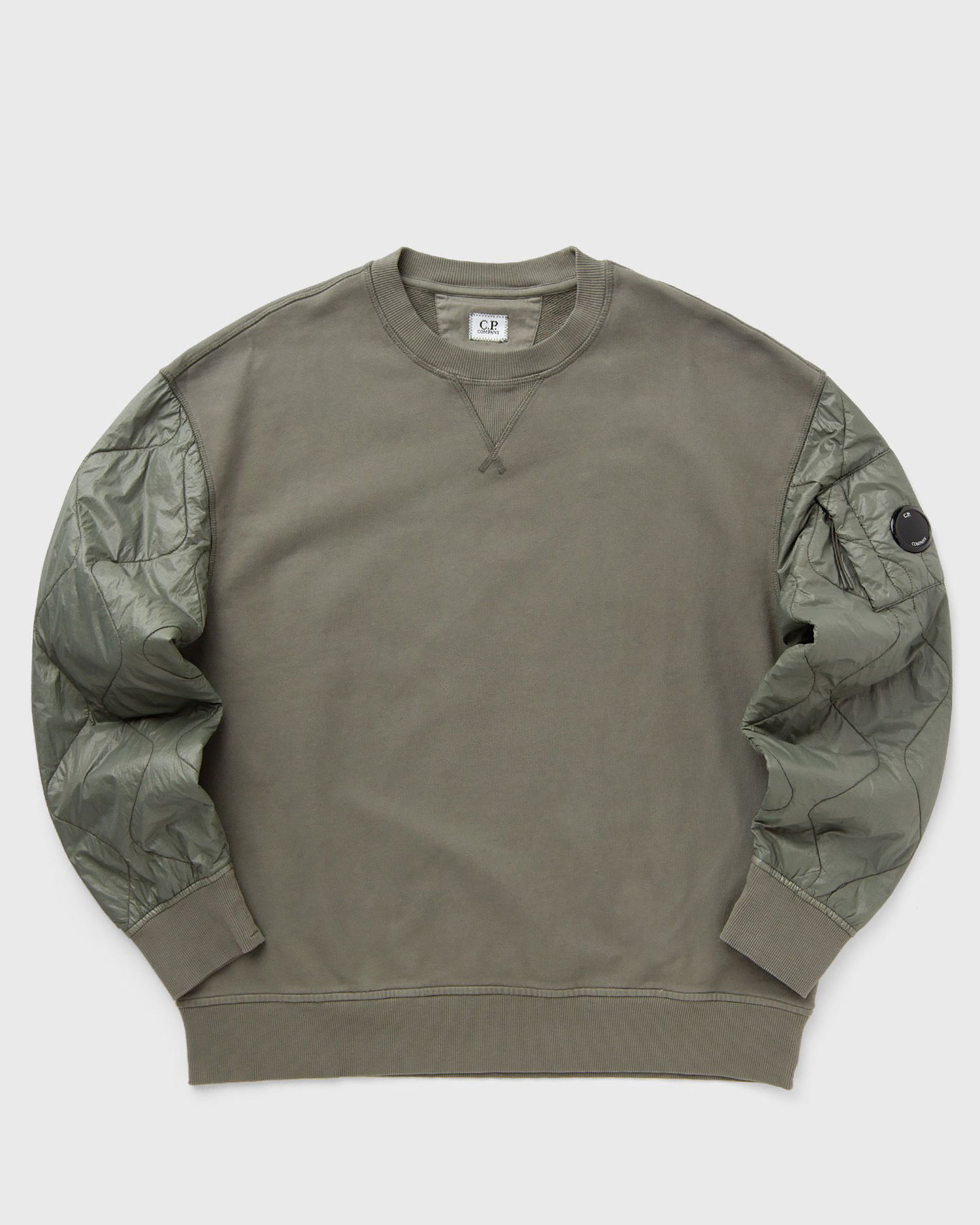Huppari C.P. Company Diagonal Raised Fleece Mixed Quilted Crew Neck Sweatshirt Harmaa | 17CMSS003A005835M-674, 0