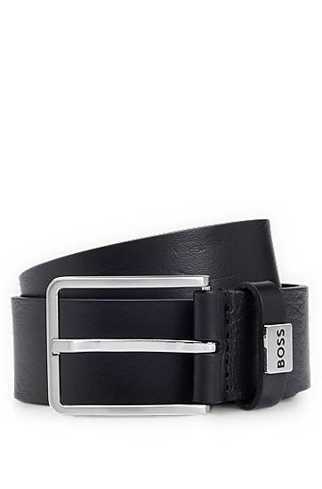 Vyöt BOSS Italian-leather belt with logo keeper Musta | 50529898