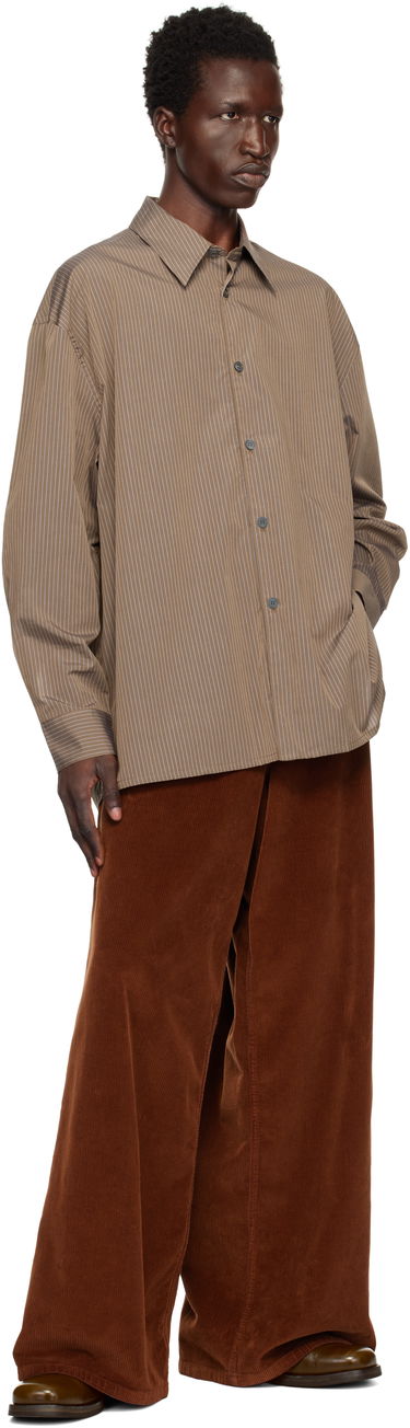 Paita Studio Nicholson Studio Nicholson Pinstripe Shirt Ruskea | STRIKE SNM - 1164, 3