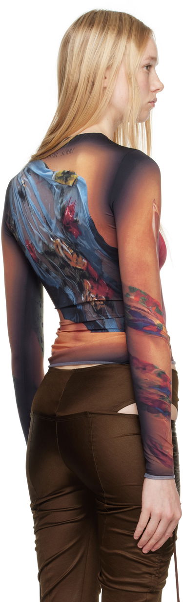 T-paita Marine Serre Marine Serre Recycled Draped Statue Jersey Second Skin T-shirt Monivärinen | WTS006A CJER0076, 2