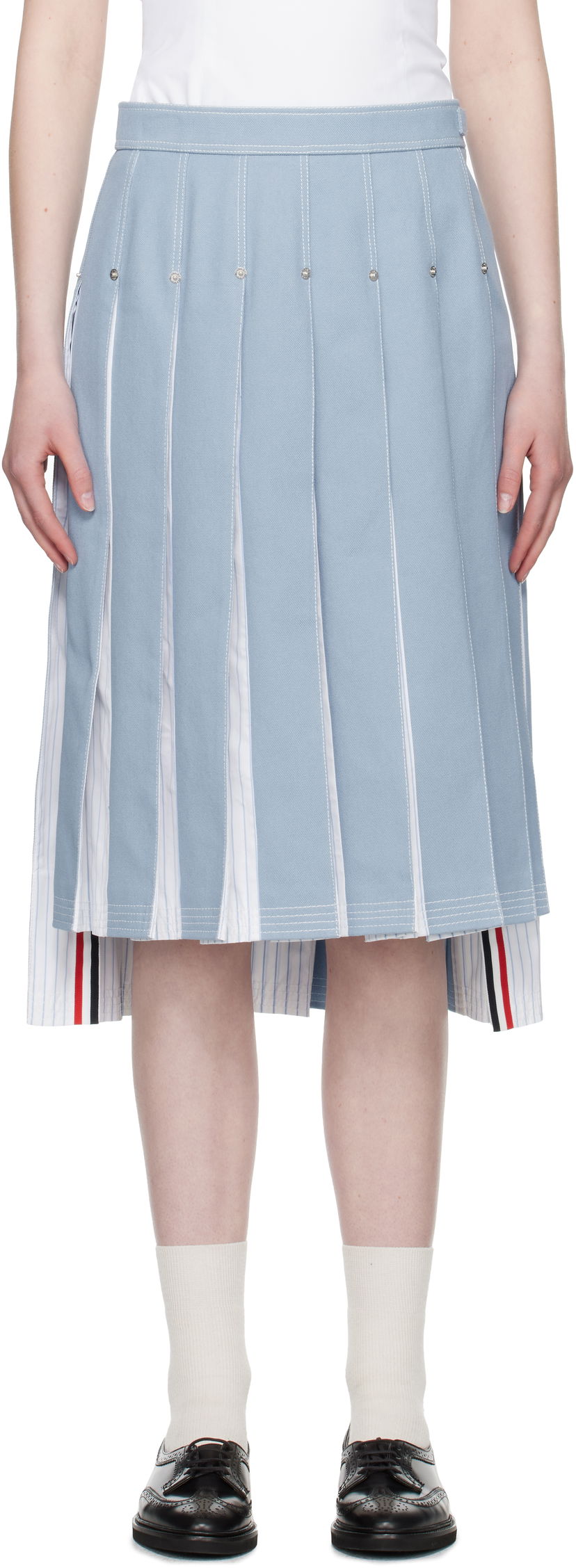 Hame Thom Browne Thom Browne Pleated Denim Midi Skirt Sininen | FGC441U-F0950
