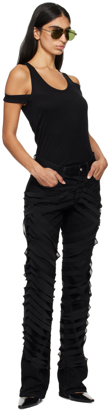Jeans Helmut Lang Ribbons Decorated Worker Pants Musta | O06DW201, 3