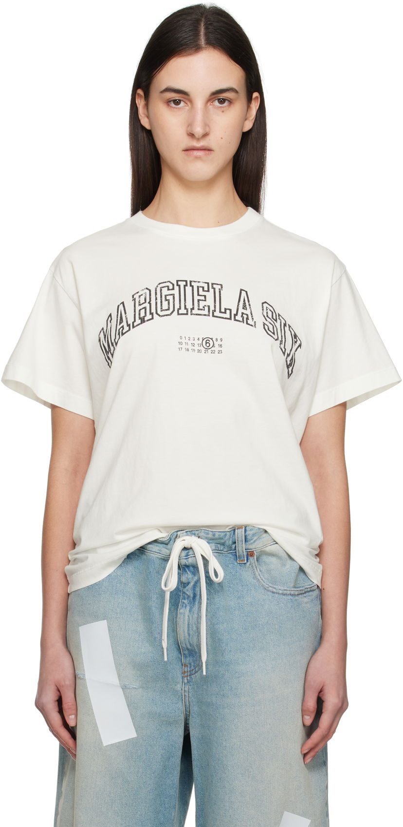 T-paita Maison Margiela MM6 Maison Margiela Varsity Print T-Shirt Valkoinen | SH0GC0046 S24312